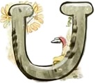 a letter u with flowers and birds.jpg